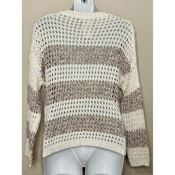 Sadie and Sage Anthropologie Open Knit Multicolor Striped Sweater Size M EUC!! - Picture 4 of 7